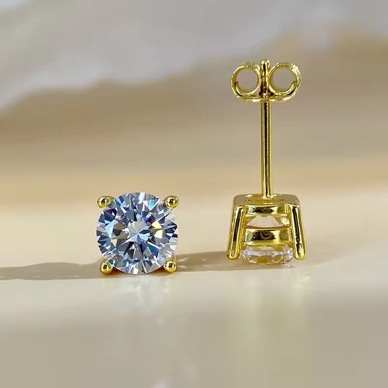 Women's 0.5/1/2/3 Carat 925 Silver Classic Synthetic Zirconia Stud Earrings